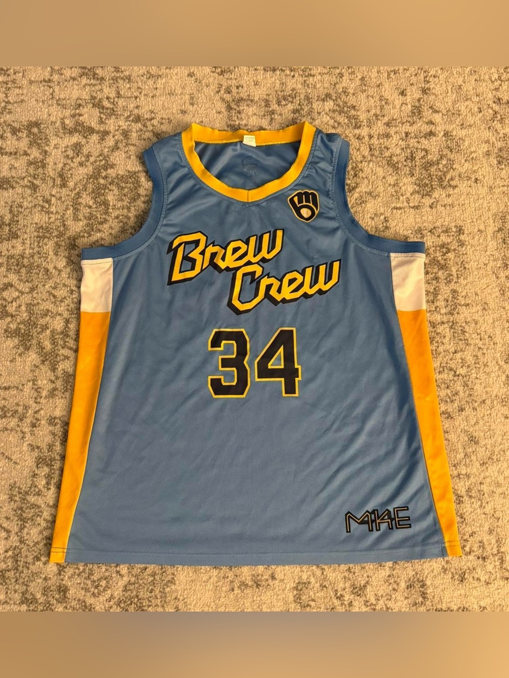 Men’s XL Giannis Antetokounmpo Baby Blue Brew Crew Brewers Jersey